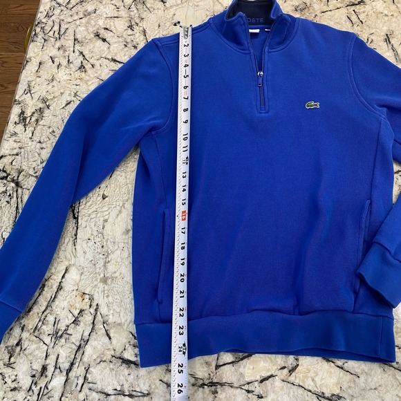 Lacoste Men’s Blue Quarter Zip Pullover Sweatshirt- size medium - Picture 3 of 6